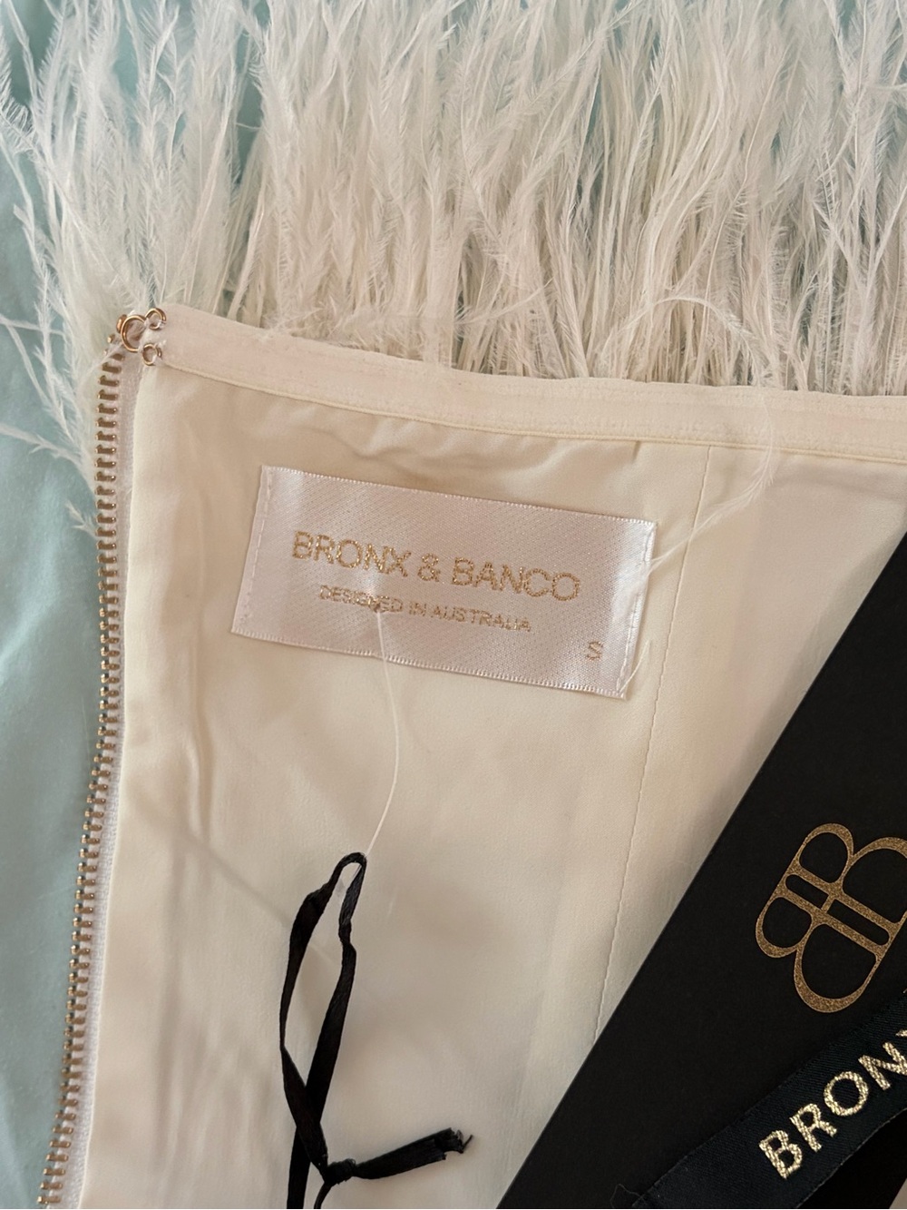 NEW! Bronx and Banco Lola Blanc Mini Feather Dress in White Size S - Picture 13 of 16